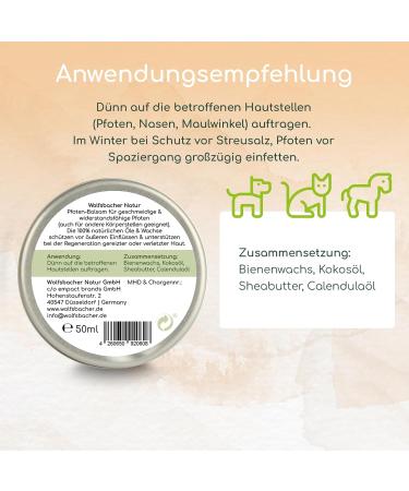Wolfsbach Nature Pfotenbalsam for Dogs & Cats | 100% Natural Beeswax Balm for Softer Paws | Cracked & Brittle Paw Relief | Unscented Winter Protection - Buy Online on GoSupps.com