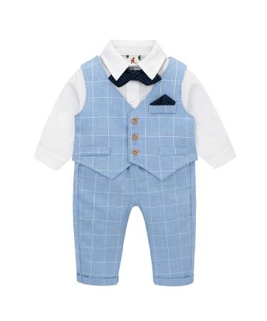 famuka Baby Boys Gentleman Suits Blazers Toddler Tuxedo Clothing Set 120 Blue