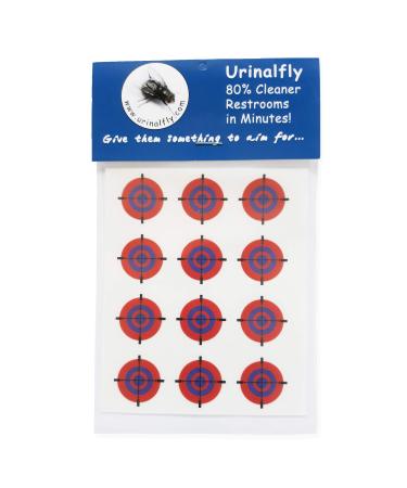 Urinal Fly Toilet Stickers 12 Pack Red/Blue Targets 80% Cleaner Bathrooms in Minutes!