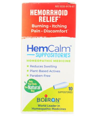 Boiron HemCalm Suppositories Hemorrhoid Relief 10 Suppositories Pack of 1