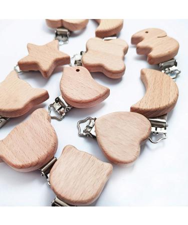 Buy Pack of 10 Wooden Pacifier Clips - Durable Pacifier Chains & Baby Clips for Children - Buy Online on GoSupps.com