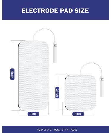 TENS Unit Replacement Pads - Nursal Reusable Self-Adhesive Electrodes (20 Pack) - Latex Free Compatible with TENS 7000 AUVON Etekcity Nicwell Care - Buy Online on GoSupps.com