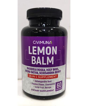 CIVIMUNA Lemon Balm Capsules with Lemon Balm Rhodiola Rosea Holy Basil and More - 120 Capsules 4 Months Supply (Pack of 2)