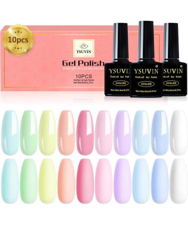 Yueshop 80ml Macaron Candy Pastel Gel Polish Set - 10 Colors UV/LED Soak Off Long Lasting Varnish for Manicure - Buy Online on GoSupps.com