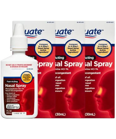 Nasal Four Nasal Spray Quick-Acting Equat'e Nasal Decongestant 1 Fluid Ounce (Pack of 3)