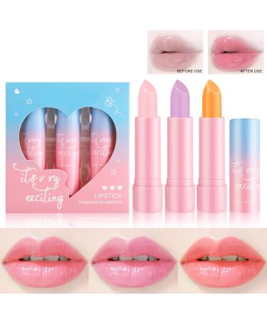 Jan Jean 3PCS Lip Balm Set - Color Changing Lipstick Buttery Soft & Hydrating Cute Makeup Gift for Women Teens Multicolor One Size One Size Multicolor - Buy Online on GoSupps.com