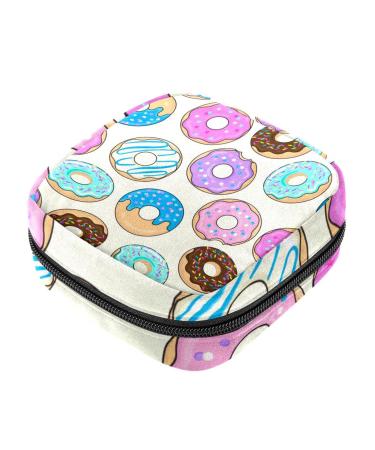 Menstrual Bag with Zipper Ladies Napkin Pouch Tampons Collection Bag for Women and Girls (Matte Donut Pattern)