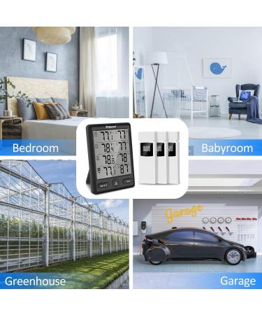 Geevon Digital Radio Thermometer with 3 Sensors - hygrometer Moisture & Air Humidity Meter - 200ft Range - Black - Buy Online on GoSupps.com