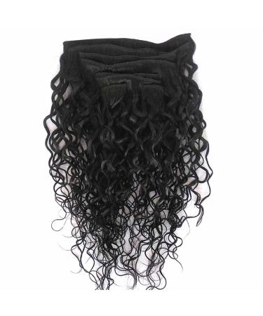 Doren Deep Curly Clip In Human Hair Extensions 24 Inch - Brazilian Remy 120g Wavy Curly Hair for Women - Natural Color, 8Pcs 20 Clips - Buy Online on GoSupps.com