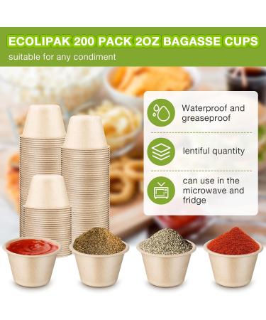 Romooa 2 oz Bagasse Fiber Souffle Cups - 300 Count | Disposable Mini Paper Condiment Bowls for Snacks, Desserts & Sauces - Beige - Buy Online on GoSupps.com