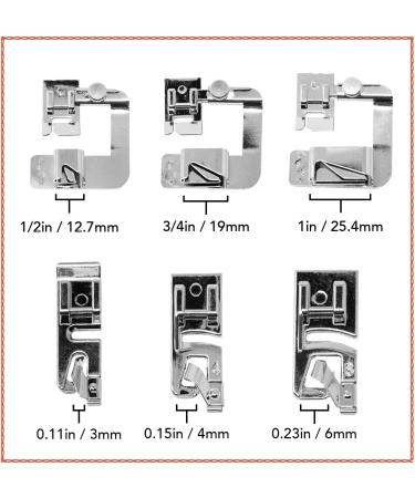 Hem Presser Foot Set for Brother, Singer, Janome Low Shank Machines - 6 Wide & Narrow Sizes - Hemming Pressure Feet - Buy Online on GoSupps.com