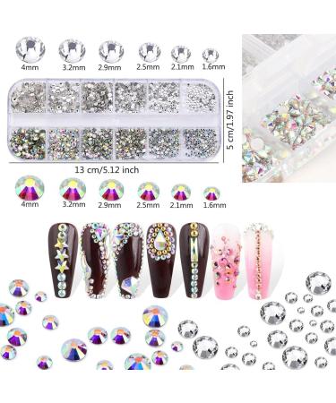 NICERAM Nail Rhinestone Kit - 1440pcs Crystal Glass AB Rhinestones with Tweezers | Perfect for Nail Art & Designs - Buy Online on GoSupps.com