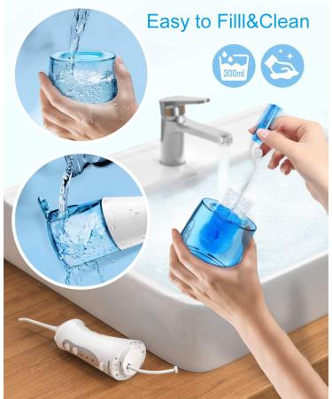 Nicefeel Cordless Water Flosser Teeth Cleaner - Portable & Rechargeable Oral Irrigator for Travel - IPX7 Waterproof with 4 Jet Tips - 3 Modes, 300ML Capacity - White - Buy Online on GoSupps.com