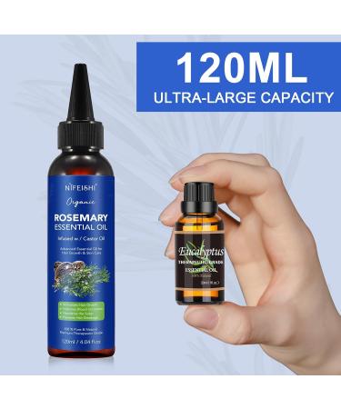 Rosemary Essential Oil for Hair Growth - 120ml Pure Organic Infusion with Castor Oil | Scalp Massage & Body Care Improves Circulation & Reduces Hair Loss - Buy Online on GoSupps.com