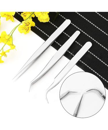 Eyelash Extension Tape Roll with Tweezers Set - Green Micropore Fabric Tape 0.5 Inch 10 Yards, 3 PCS Straight Pointed and Curved Silver Tweezers - Buy Online on GoSupps.com