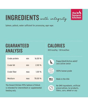 The Honest Kitchen Salmon & Pollock Meal Booster 5.5oz (Pack of 12) | 99% Meat High Protein Dog Food Topper - Buy Online on GoSupps.com