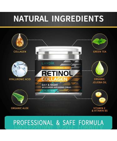 Retinol and Hyaluronic Acid Anti-Aging Face Cream for Men and Women - Reduce Wrinkles and Fine Lines - Day and Night Moisturizer (1.7 FL OZ) - Buy Online on GoSupps.com