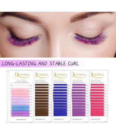QUEWEL Colored Classic Eyelash Extensions | 0.07 C/D Curl 8-15mm | Blue Lash Extensions for Salons | Perfect for International Shipping - Buy Online on GoSupps.com