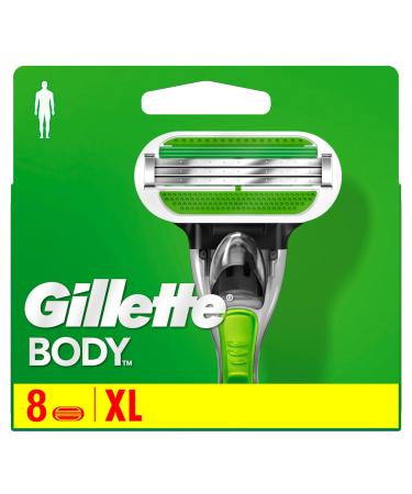 Gillette body razor blades for razors men 8 replacement blades for wet razors & body razors with triple blade that are stronger than steel
