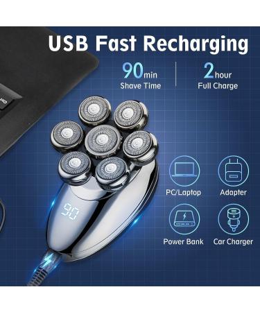 Head Shavers for Bald Men 7D Upgraded Shavers for Men with LED Display 5 in 1 Rotary Skull Shaver IPX7 Wet/Dry Mens Cordless Shaver Grooming Kit with with Hair Clippers Beard Trimmer Nose Trimmer - Buy Online on GoSupps.com