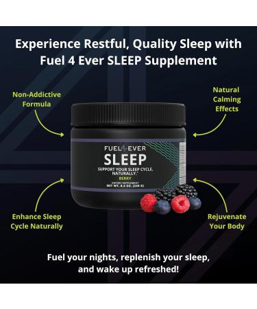 Fuel 4 Ever Sleep | Support Your Sleep Cycle Naturally with Magnesium with Glycine | Berry Flavor | 30 Servings - Buy Online on GoSupps.com