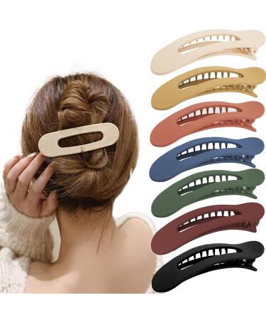 7PCS Large Flat Claw Clips for Thick Hair  Matte Flat Lay Claw Clips Without Pain  Strong Hold Side Slide Duckbill Alligator Hair Clips  Fashion Hair Styling Accessories for Women Girls