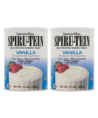 NaturesPlus SPIRU-TEIN, Vanilla - 2.4 lb, Pack of 2 - Plant-Based Protein Shake - Non-GMO, Vegetarian, Gluten Free - 32 Total Servings 2.4 Pound (Pack of 2)