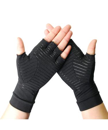Arthritis Copper Compression Gloves Highest Infused Copper Content Comfortable Fit for Men and Women Alleviate Rheumatoid Pains Ease Muscle Tension Relieve Carpal Tunnel Aches (M) Medium (1 Pair)