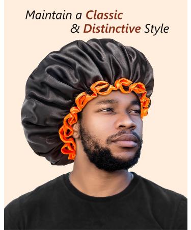 Mikimini XL Black Shower Hoods 2-Pack | Waterproof Reusable Hair Protection for Long Hair | Double-Layer Design with Bright Orange Rim - Buy Online on GoSupps.com