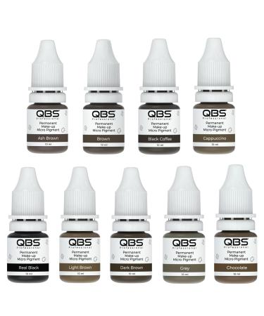 QBS Microblading Eyebrow Pigments 10ml | Machine & Hand Use | 9 Colors to Choose | SPMU Products (Full Set (9 Colors)