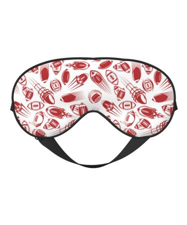 Red Football Print Sleep Eye Mask Blindfold with Elastic Strap Headband Soft Eye Cover Eyeshade for Night Sleeping Travel
