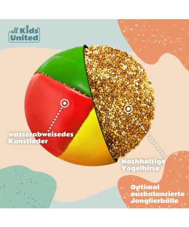 All Kids United Juggling Balls Set - 5 Professional Soft Balls for Beginners & Advanced | Jute Bag & Free Training E-Book - Buy Online on GoSupps.com