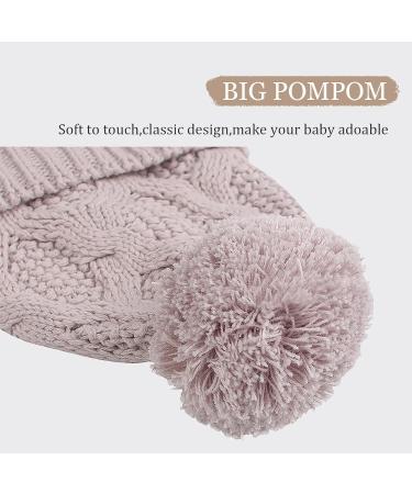 Pesaat Knitted Baby Winter Beanie Earflap Hat - Infant Toddler Boys Girls Fleece Lined Pom Pom Beanie 0-6 Months (Grey) - Buy Online on GoSupps.com