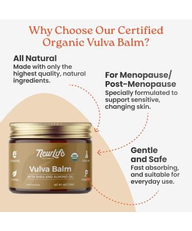 NewLife Naturals USDA Certified Organic Vulva Cream - Menopause Support & Intimate Feminine Care - 2 Oz | Made in USA - Buy Online on GoSupps.com