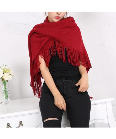 Warm Women's Knitted Watermelon Red Scarf - Triangular Wool Wrap Cape - Buy Online on GoSupps.com
