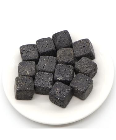 Crystal Hole 1pcs Natural Black Volcanic Lava Quartz Crystals and Stones Tumbled Bulk Specime Stones Home Aquarium Decoration Crystal Hole