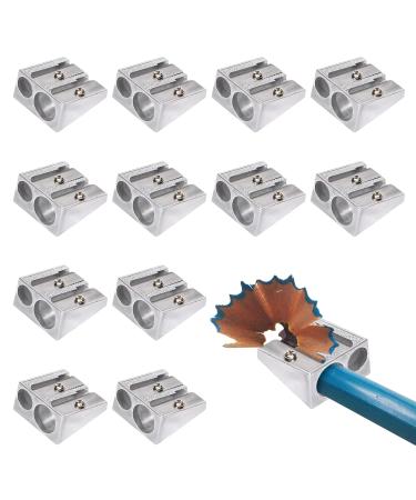 12Pcs Magnesium Pencil Sharpener Survival New Metal Pencil Sharpener with Double Holes Hand Pencil Sharpener for Pencils Schools Offices Art Projects