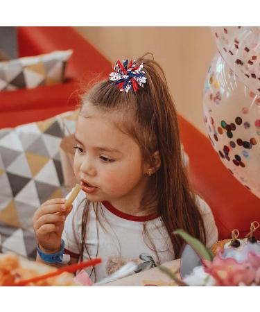 Patriotic 4th of July Korker Hair Bow Clips for Girls - Red White Blue Stars Stripes Ribbon Alligator Barrettes - Kids Xmas Gift - Buy Online on GoSupps.com