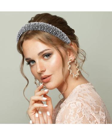 WLLHYF Rhinestone Headband - Fashionable Sparkly Black/Silver Diamond Hair Hoop for Women - Bridal/Wedding Accessories - Buy Online on GoSupps.com