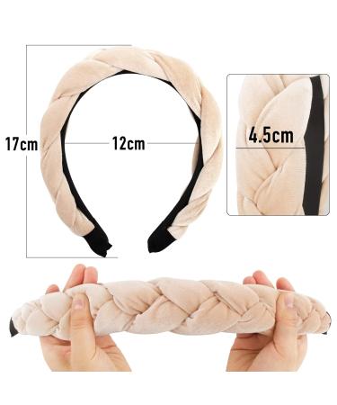 Bethininess Vintage Padded Braided Headband for Women & Girls - Wide Rockabilly Beige Hair Accessories - Buy Online on GoSupps.com