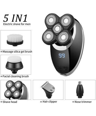 5 in 1 Electric Head Shaver for Bald Men - IPX7 Waterproof Adjustable & Rechargeable Razor | Unisex Hair Trimmer with 5 Floating Heads - Buy Online on GoSupps.com