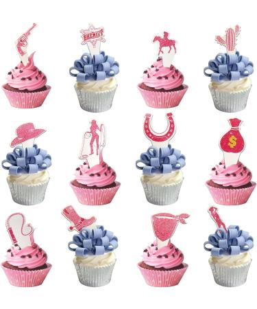 Rosa Cowgirl Cupcake Toppers - 24 Pieces Cowboy Theme Party Accessories for Birthdays Weddings & Celebrations - Buy Online on GoSupps.com