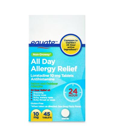 Allergy Relief Loratadine 10 mg Tablets 45 Count Non-Drowsy 24 Hour Antihistamine (OTC) (Pack of 1)
