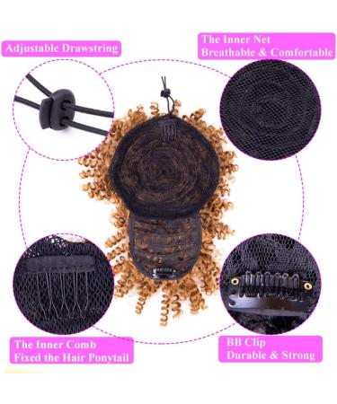 Doren Afro Drawstring Ponytail with Bangs Kinky Curly for Women Synthetic Hair Extensions Clip On Hairpieces 12inch #4 12 Inch #4 - Buy Online on GoSupps.com