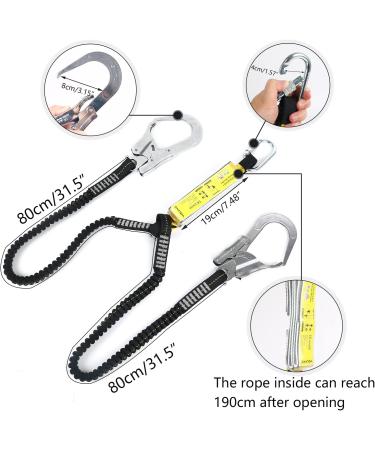 Buy Fall Protection Climbing Belt - Elastic Double Safety Line & Alloy Steel Carabiner for Tree Climbing & Mountaineering - Buy Online on GoSupps.com