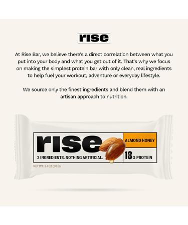 Rise Bar Almond Honey Protein Bars - 12 Pack (2.1 oz each) | Simple, Delicious Nutrition - Buy Online on GoSupps.com