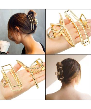 6 Pcs Large Gold Hair Clips for Women - Strong Hold Claw Clips for Thick & Thin Hair - Fashion Hair Accessories - Buy Online on GoSupps.com