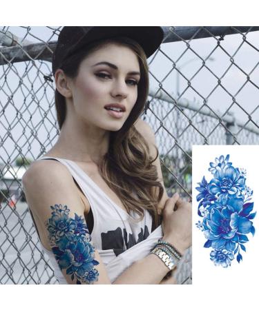 12 Sheets Temporary Tattoos for Women - Rose Flower Butterfly Body Art Stickers | DIY Waterproof Decorations Decal | Patriotic Large Style Flowers Tattoos - Buy Online on GoSupps.com