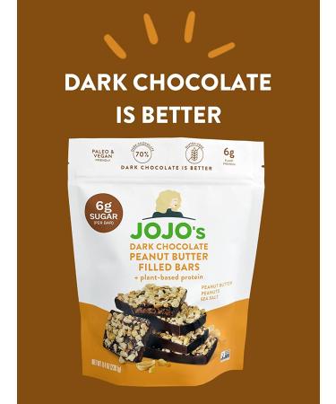 JOJO's Dark Chocolate Bars with Plant Based Protein | Low Sugar, Low Carb, Vegan, Paleo & Keto Friendly | Healthy Snack | Peanut Butter Delight 7 Count - 8.4oz Bag - Buy Online on GoSupps.com