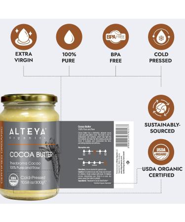 Altenya Bio Cocoa Butter 300g - 100% USDA Certified Raw Natural Cocoa for Body Hair & Lip Care - Imported from South Africa - Buy Online on GoSupps.com